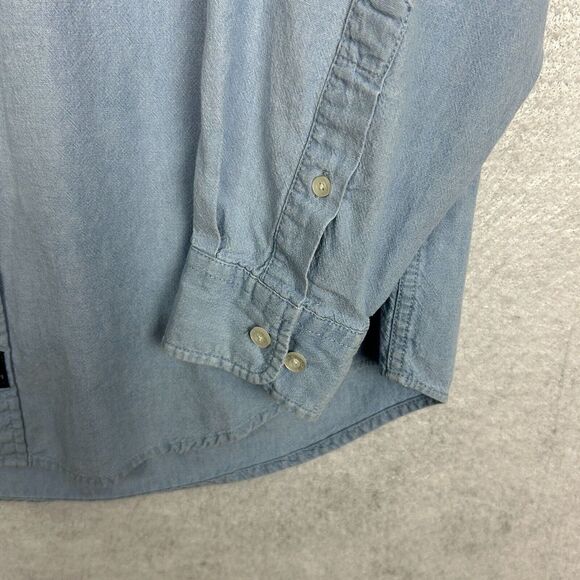 Warner Brothers Looney Tunes Shirt Mens M Denim Vtg Blue Embroidered Cartoon Y2K - Picture 6 of 12